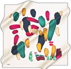 Aker Sura Saf İpek Eşarp 8156701 - 322 Krem Boya Desen