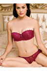 Kadın Bordo Destekli Sütyen Külot Takım 4545