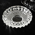 Porsima KLK-04 Kristal Cam Yuvarlak Küllük Çap 13 cm Şeffaf Lüks Küllük