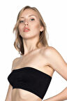 Kompedan Seamless Straplez Büstiyer Siyah | Emy 4002