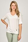 Sistas Kadın V Yaka Bluz 6690201 Ekru
