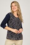 Sistas Kadın Desenli Bluz 6690302 Lacivert