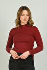 Sistas Kadın Yarım Balıkçı Yaka Uzun Kol Bluz 20636 Bordo