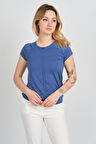 Sistas Kadın Sırt ve Omzu Tül Detaylı Beli Lastikli Bisiklet Yaka Bluz 23064 Indigo