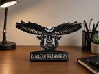 Kişiye Özel BJK Kartal Masa İsimliği Ahşap Dekor – 25x15 cm Siyah Beyaz Masaüstü İsimlik