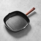 Hisar Oslo Granit Grill Tava 28 Cm Ahşap