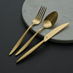 Hisar Mercury 72 Parça 12 Kişilik Çatal Kaşık Bıçak Takımı Titanyum Gold