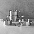 Hisar Lusso 8 Parça Çelik Tencere Seti Saten