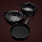 Hisar Sirius 5 Parça Döküm Tencere Seti Siyah