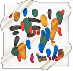 Aker Sura Saf İpek Eşarp 8156701 - 314 Beyaz Pastel Desen