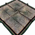 Levidor Yeşil Leopar Desenli Tivil İpek Eşarp 21061