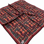 Levidor Bordo Desenli Tivil İpek Eşarp 21146