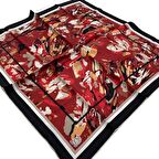 Levidor Bordo Desenli Tivil İpek Eşarp 21343