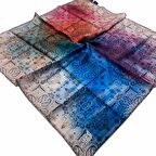 Levidor Mavi Desenli Tivil İpek Eşarp 22521-02