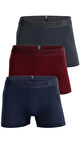 3'lü Paket Pamuklu Likralı Çok Renkli Esnek Erkek Boxer (LACİVERT BORDO ANTRASİT)