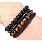 K.gözü,oniks Ve Hematit Doğal Taş Erkek Bileklik Kombin