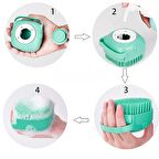 Markapet Şampuan Hazneli Kedi Köpek Silikon Duş Fırçası 11 cm Mavi