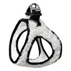 Üç Kilitli Simli Peluş Kedi Köpek Göğüs Tasması 20-24 cm XXX-Small Beyaz