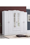 Gardırop, Country West Mdf Ön Yüzeyli 6 Kapılı Dolap, Beyaz