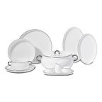 Korkmaz Aşiyan Collection 58 Parça 12 Kişilik Modern Yuvarlak Porselen Yemek Takımı 