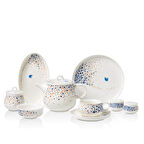 Korkmaz Aşiyan Collection 30 Parça 6 Kişilik Kahvaltı Takımı Mavi Benekli