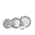 Korkmaz Natura Collection Geometrik 24 Parça 6 Kişilik Yemek Takımı