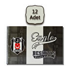 Beşiktaş 17x24 15 Yaprak Karton Kapak Spiralli Resim Defteri 12 Adet