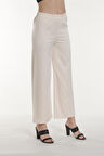 Ekru Beli Lastikli Saten Pantolon | 36