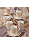 Güral Porselen Camelia 12 Parça 6 Kişilik Bone Türk Kahvesi Fincan Takımı - 2511