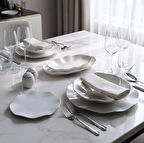 Güral Porselen Nesrin 52 Parça Gümüş Fileli Yemek Takımı