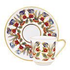 Güral Porselen Altın Yaldızlı El Dekoru 2 Kişilik Tepsili Türk Kahve Fincan Takımı  