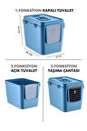 Pribor HZ-500 Xxl 3 Fonksiyonlu Açık / Kapalı Kedi Tuvaleti ve Taşıma Çantası Mavi 56 x 40 x 43 Cm