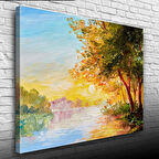 Nehirde Gün Doğumu Yağlıboya Kanvas Tablo 50 x 70