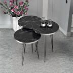 Zigon Sehpa Siyah Tel Ayak Gümüş Bendir 1089