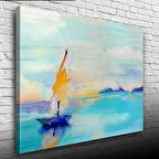 Gündoğumun `da Deniz ve Yelkenli Yağlıboya Kanvas Tablo 50 x 70