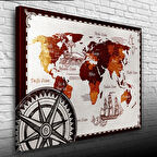 Tarihi Dünya Haritası Kanvas Tablo 50 x 70