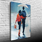 Aynı Şemsiye Altında Sevgililer Yağlıboya Kanvas Tablo 50 x 70
