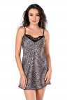 Aria's Closet Leopar Kısa Saten Gecelik
