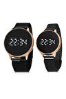 Kadın Erkek Çift Saati Siyah-Bakır Renk