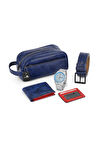 Erkek Kol Saati El Çantası Cüzdan Kemer Kartlık Set Lacivert Kombin PL-0866E2