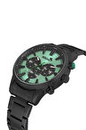 Klasik Metal Erkek Kol Saati Siyah Yeşil Renk PL-0976E3x