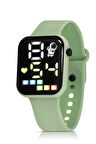 Silikon Kordon Dijital Renkli Işıklı Unisex Kol Saati Yeşil Renk