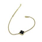 Gümüş Kadın Yonca Bileklik Oniks Gold