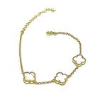 Gümüş Kadın Üçlü Yonca Bileklik Sedef Gold