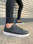 JET-122 Mode Bağcıklı Cilt Erkek Günlük Sneaker Ayakkabı CBT - Siyah