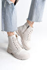 JET-BLOOM Bağcıklı Fermuarlı Ortopedik TabanKadın Bot  CKT - Krem