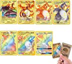 İthal Pokemon Vmax Gold Card TCG DX GX Altın PVC Esnek Oyuncu & Koleksiyon Pokemon Kartı 10 Adet