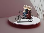 Bisikletle Gezen Aşık Baykuş Çift Biblo Heykel Ev Ofis Yeni Yıl Hediyesi Dekor Konsol Vitrin Süsü