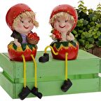 Ayakları Sallanan Çilek Kafalar Biblo Dekoratif Obje Hediyelik Ürün Vitrin Süsü Ev Hediyesi 24 cm.