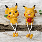 Pokemon Pikachu Ayakları Sallanan 2li Biblo Seti Dekoratif Ürün Ev Ofis Yeni Yıl Doğum Günü Hediyesi